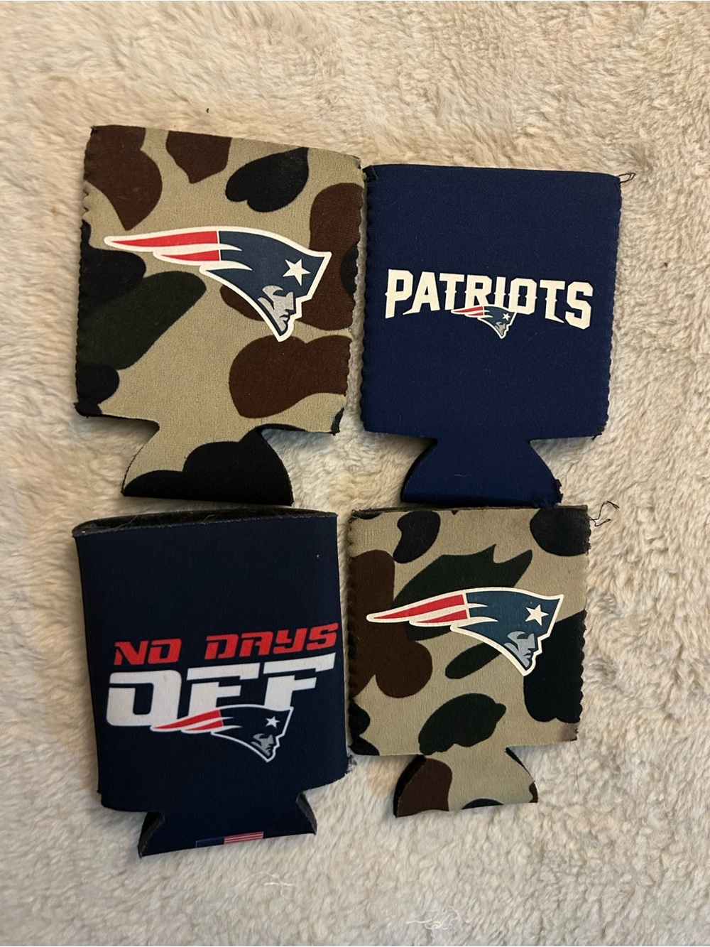 PATRIOTS Navy and Camo Can Cooler Koozies - Set of 4